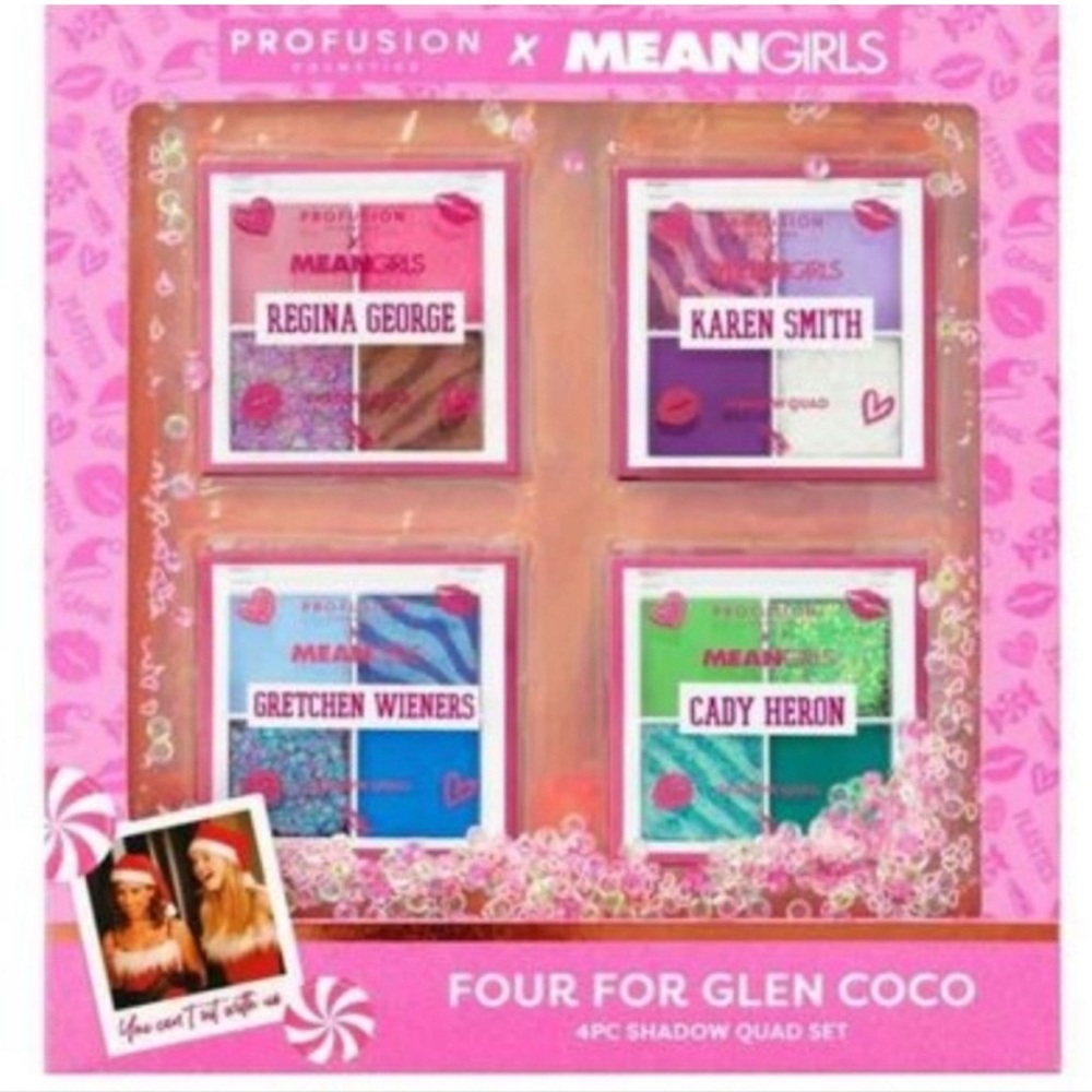 Profusion Cosmetics Mean Girls Eyeshadow Quad Set Four Palettes Gift Set